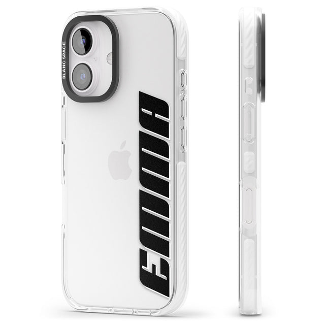 iPhone 16 Pro Max Personalised Clear Text 4A Black Impact Phone Case