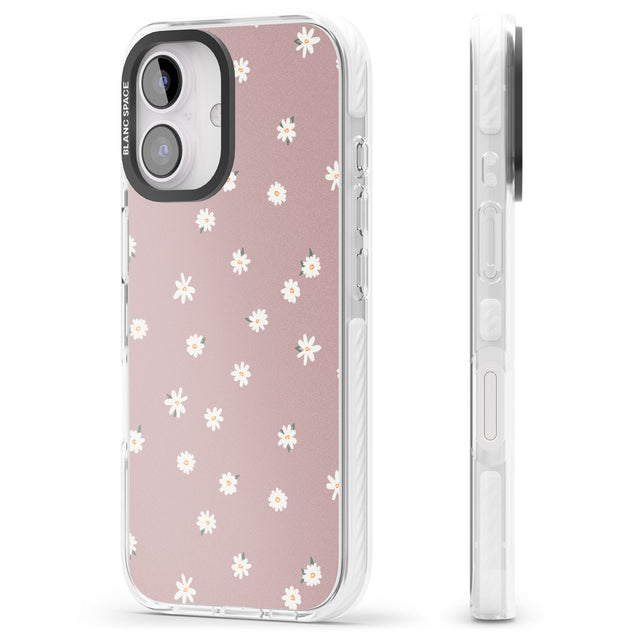 iPhone 16 Pro Max Dark Pink Cute Floral Design Black Impact Phone Case