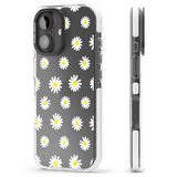 iPhone 16 Pro Max White Daisy Pattern (Clear) Black Impact Phone Case