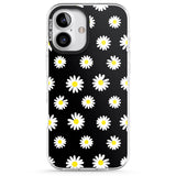 iPhone 16 Pro Max White Daisy Pattern (Black) Black Impact Phone Case