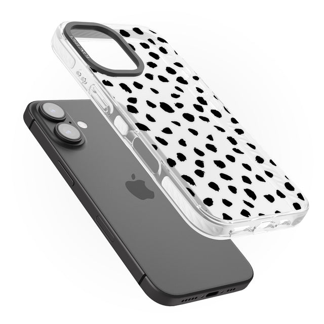 iPhone 16 Pro Max Black on Transparent Dalmatian Polka Dot Spots Black Impact Phone Case