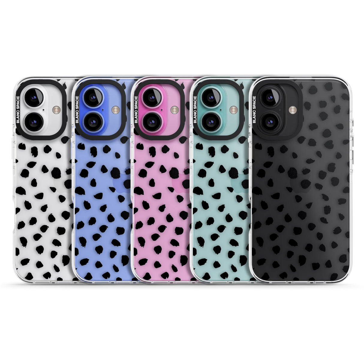 iPhone 16 Pro Max Black on Transparent Dalmatian Polka Dot Spots Black Impact Phone Case