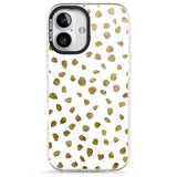 iPhone 16 Pro Max Gold Look on White Dalmatian Polka Dot Spots Black Impact Phone Case