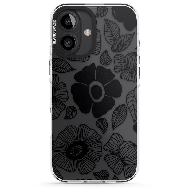 iPhone 16 Pro Max Black Flowers Black Impact Phone Case