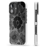 iPhone 16 Pro Max Black Flowers Black Impact Phone Case