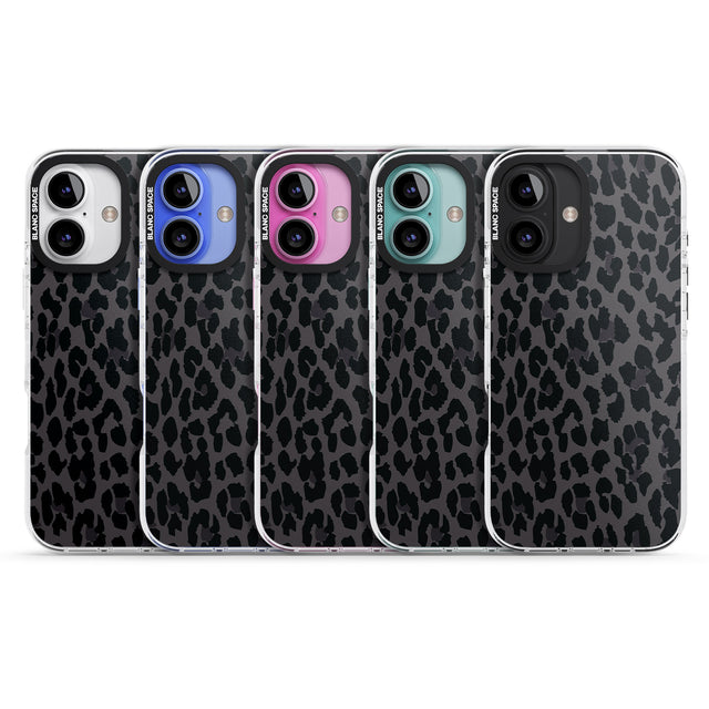 iPhone 16 Pro Max Dark Animal Print Pattern Large Leopard Black Impact Phone Case