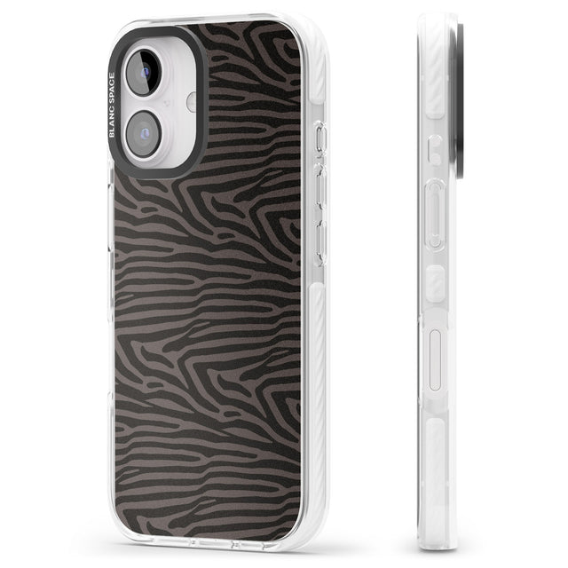 iPhone 16 Pro Max Dark Animal Print Pattern Zebra Black Impact Phone Case