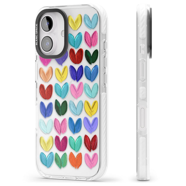 iPhone 16 Pro Max Oil Painted Hearts Black Impact Phone Case