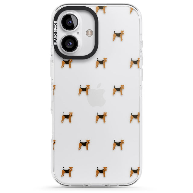 iPhone 16 Pro Max Airedale Terrier Dog Pattern Clear Black Impact Phone Case