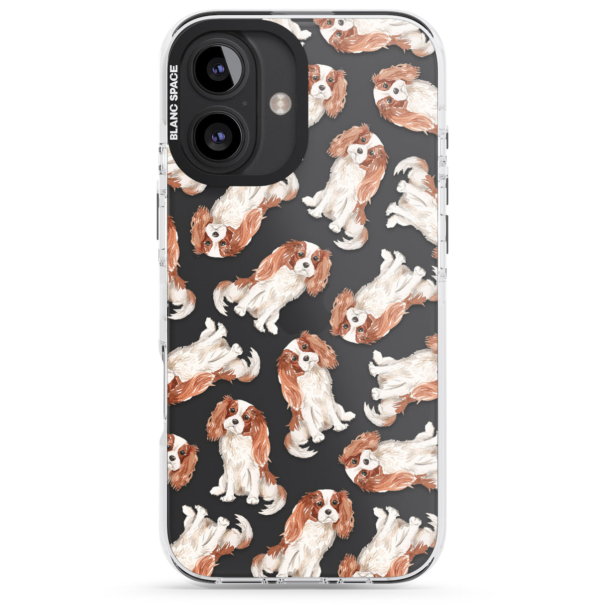 iPhone 16 Pro Max Cavalier King Charles Spaniel Dog Pattern Black Impact Phone Case