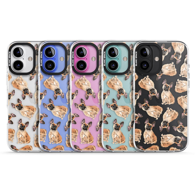 iPhone 16 Pro Max French Bulldog Watercolour Dog Pattern Black Impact Phone Case