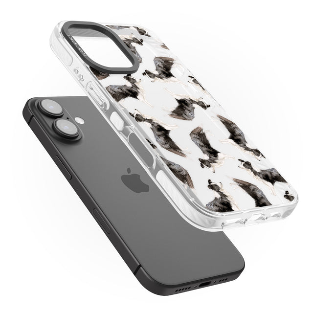 iPhone 16 Pro Max Border Collie Watercolour Dog Pattern Black Impact Phone Case