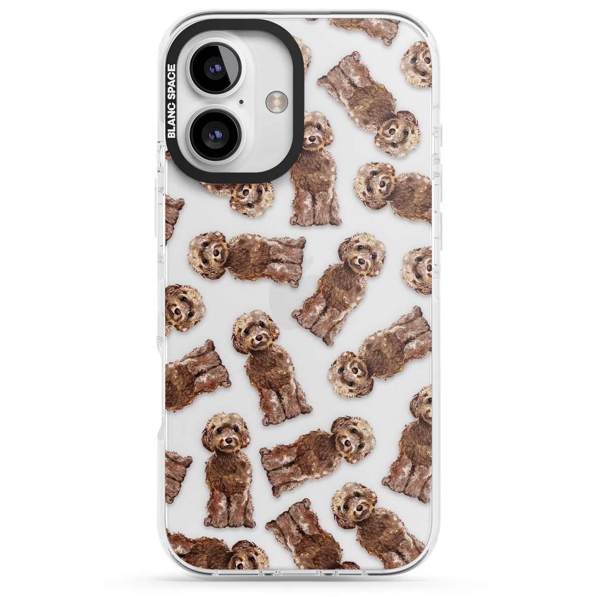 iPhone 16 Pro Max Cockapoo (Brown) Watercolour Dog Pattern Black Impact Phone Case