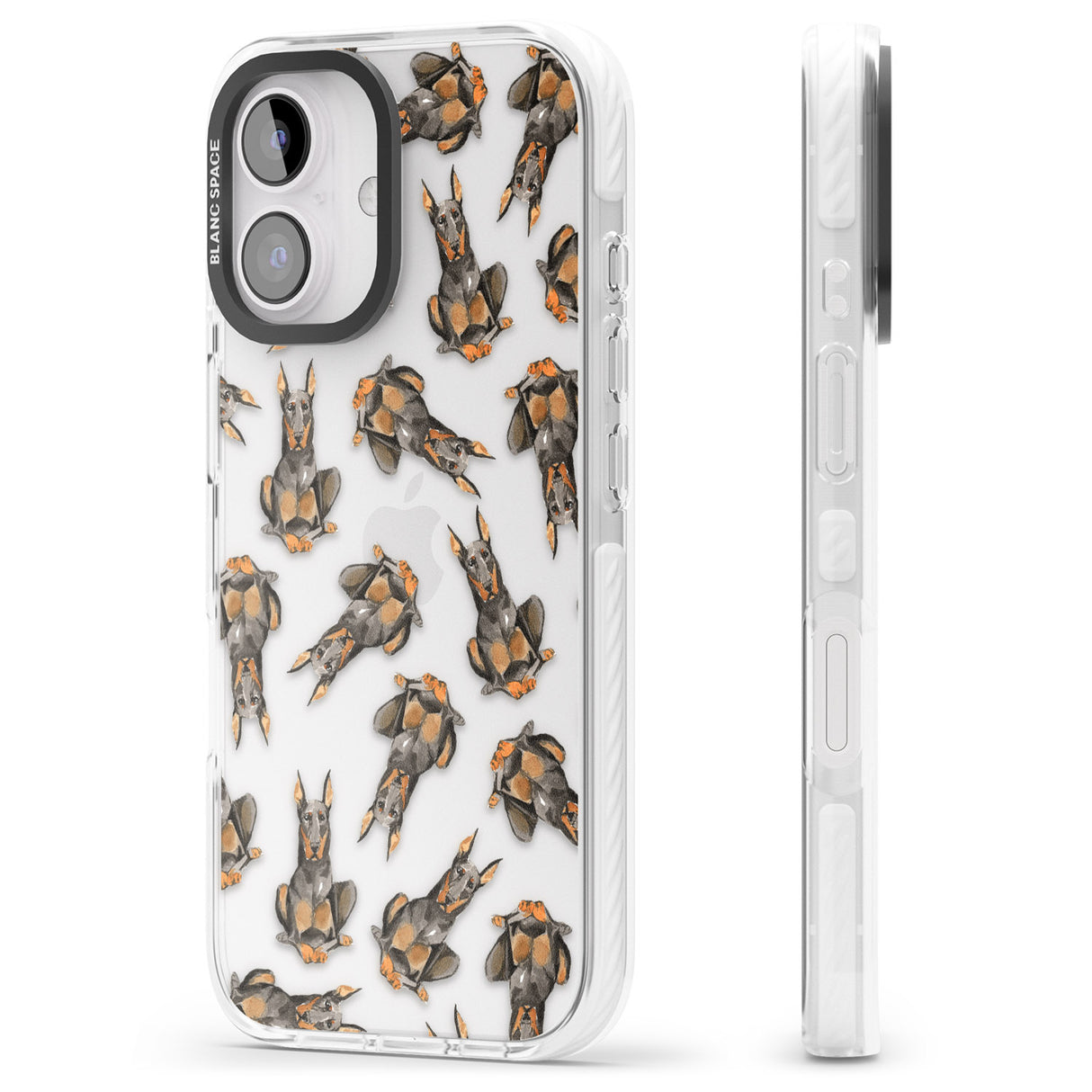 iPhone 16 Pro Max Doberman Watercolour Dog Pattern Black Impact Phone Case