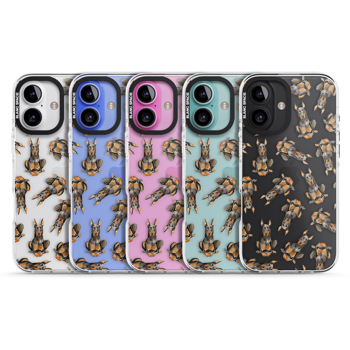 iPhone 16 Pro Max Doberman Watercolour Dog Pattern Black Impact Phone Case