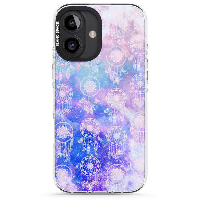 iPhone 16 Pro Max Dreamcatcher Pattern Galaxy Print Tie Dye Black Impact Phone Case