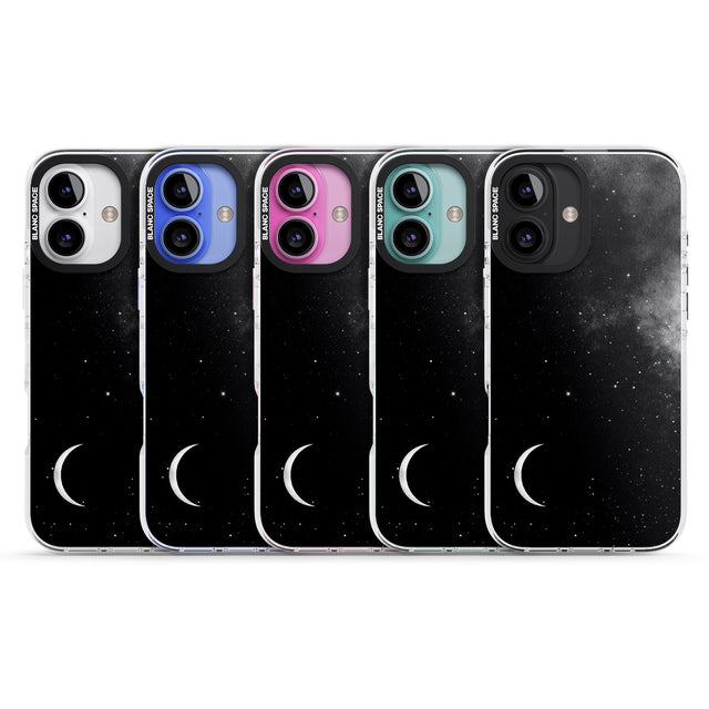 iPhone 16 Pro Max Night Sky Galaxies: Crescent Moon Black Impact Phone Case