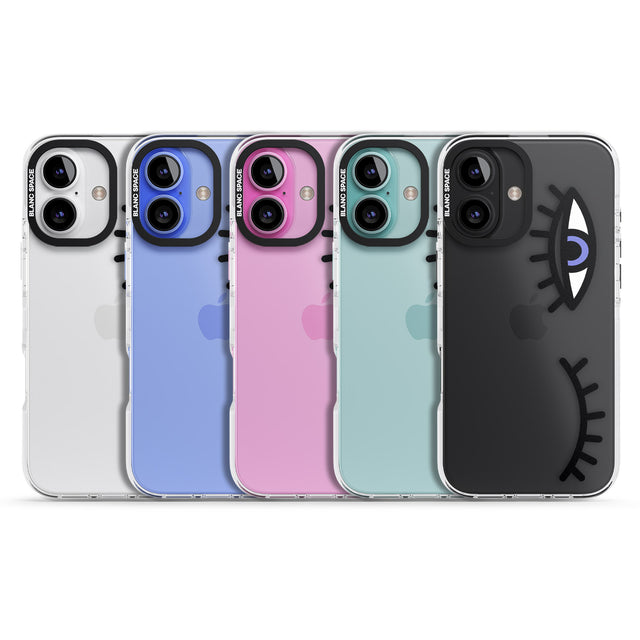 iPhone 16 Pro Max Winking Eyes Transparent Pattern Black Impact Phone Case