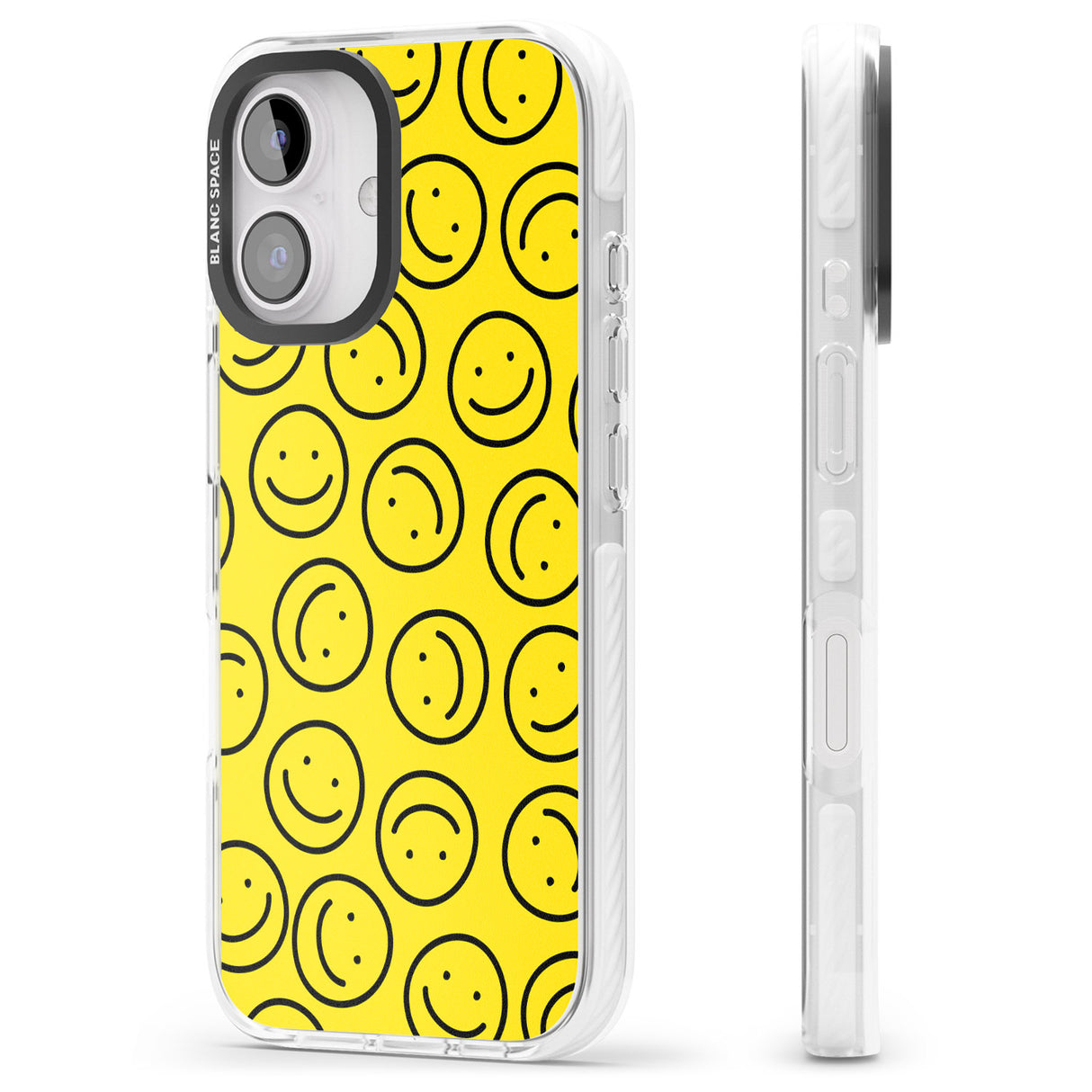 iPhone 16 Pro Max Happy Face Pattern Black Impact Phone Case