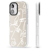 iPhone 16 Pro Max Abstract Continuous Line Faces White on Beige Black Impact Phone Case