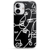 iPhone 16 Pro Max Abstract Continuous Line Faces White on Black Black Impact Phone Case