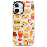 iPhone 16 Pro Max Fast Food Patterns Kawaii Fast Food Mix Black Impact Phone Case