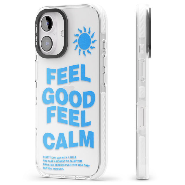 iPhone 16 Pro Max Feel Good Feel Calm (Blue) Black Impact Phone Case