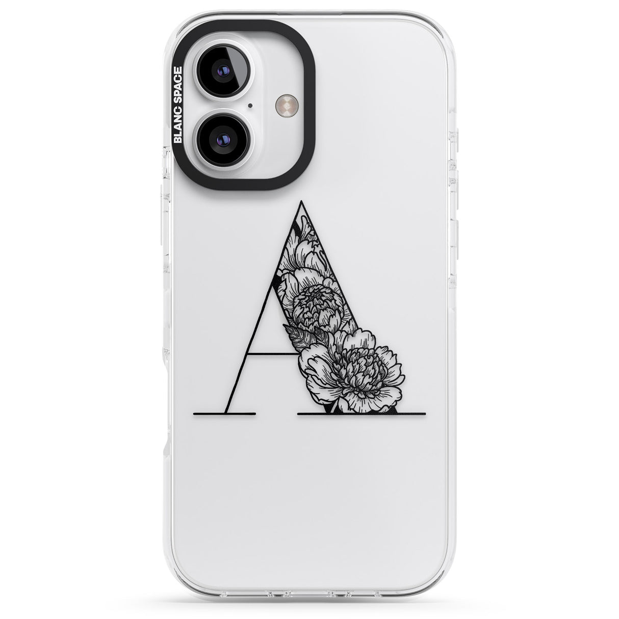 iPhone 16 Pro Max Floral Monogram Letter Black Impact Phone Case