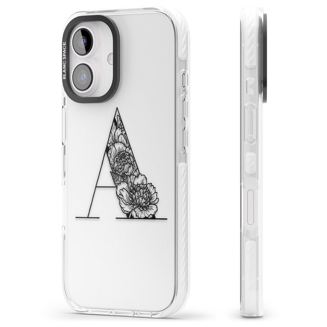 iPhone 16 Pro Max Floral Monogram Letter Black Impact Phone Case