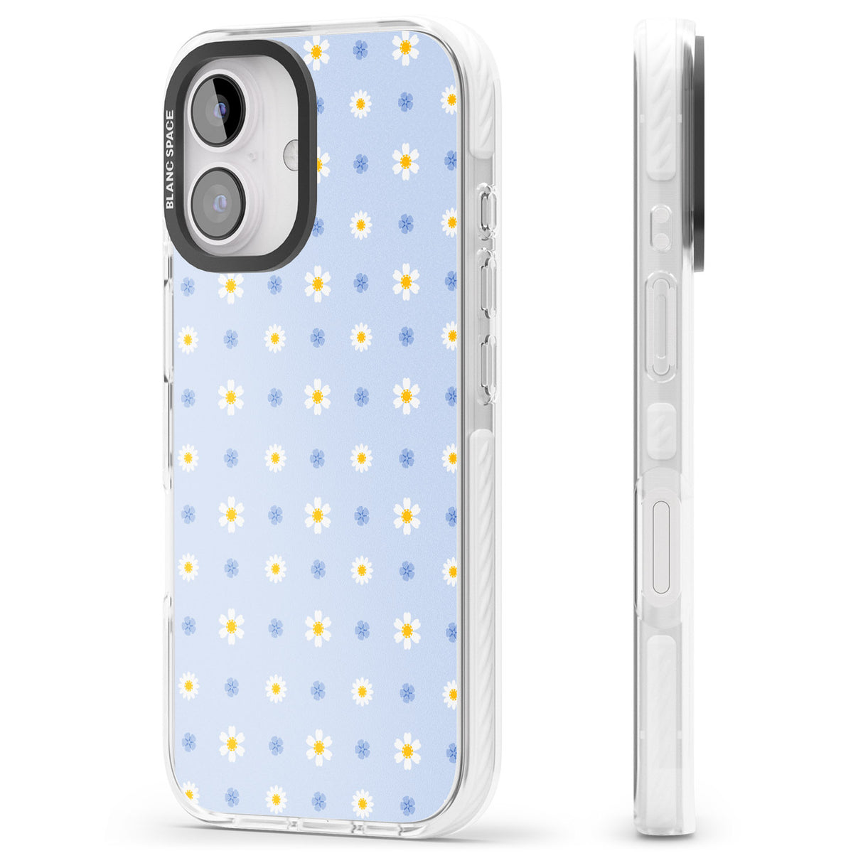 iPhone 16 Pro Max Pale Blue Daisies Black Impact Phone Case