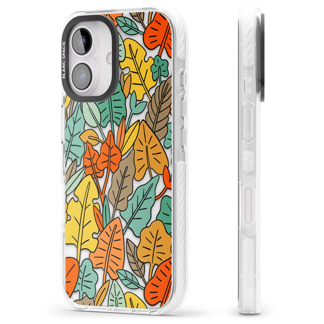 iPhone 16 Pro Max Pastel Toned Autumn Leaves Black Impact Phone Case