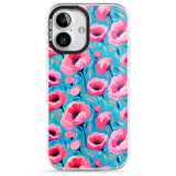 iPhone 16 Pro Max Tropical Pink Poppies Black Impact Phone Case