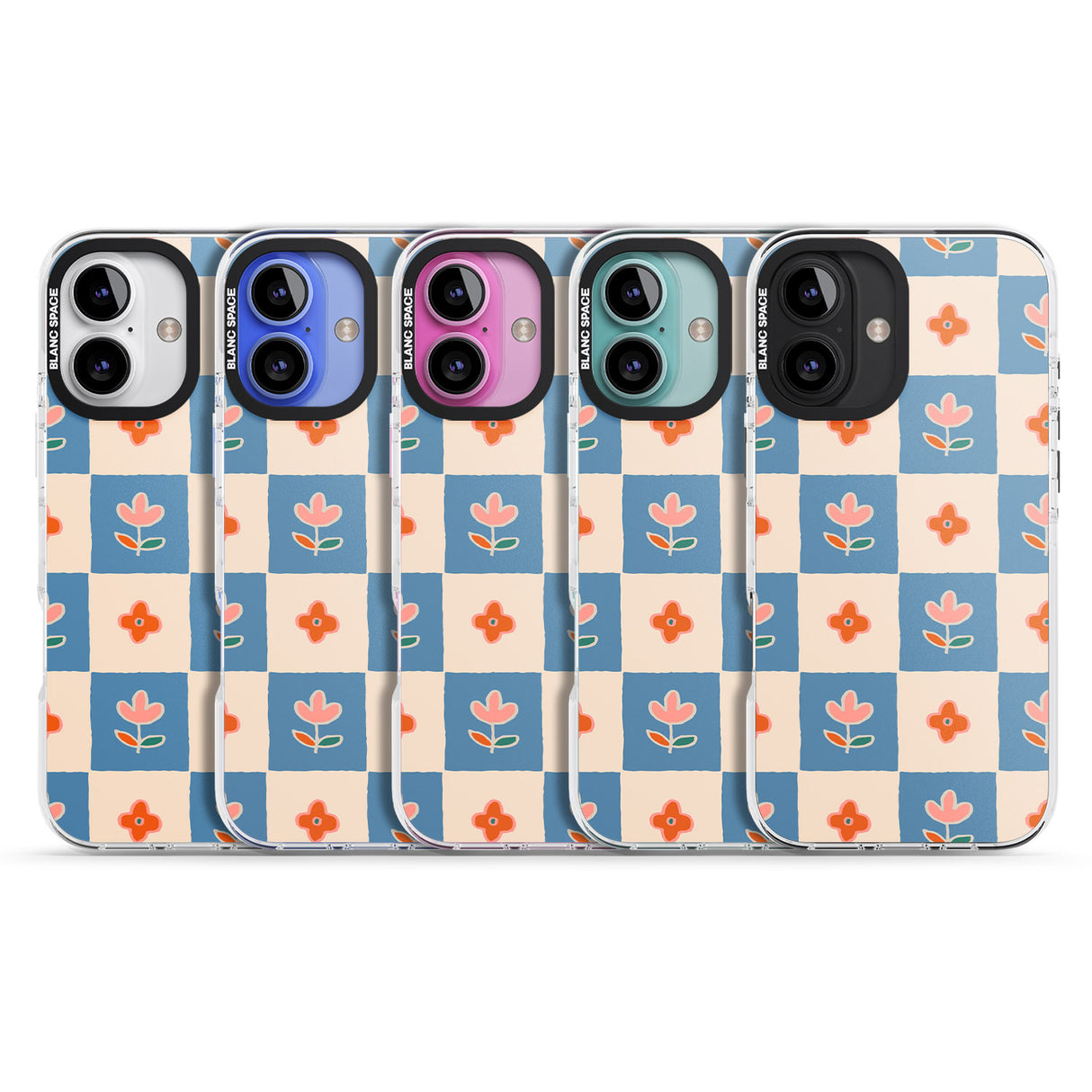 iPhone 16 Pro Max Vintage Bloom Checkered Black Impact Phone Case