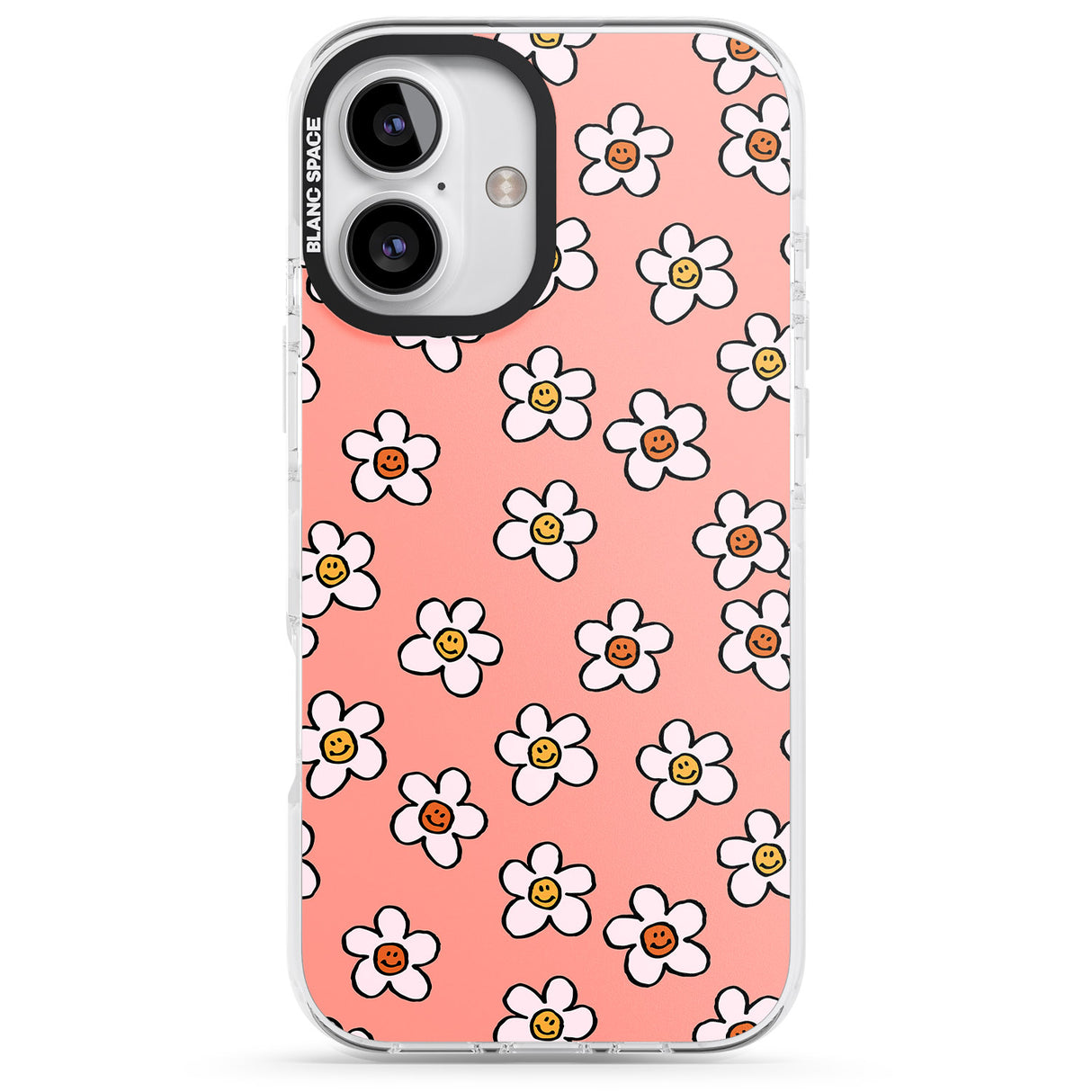 iPhone 16 Pro Max Peachy Daisy Smiles Black Impact Phone Case