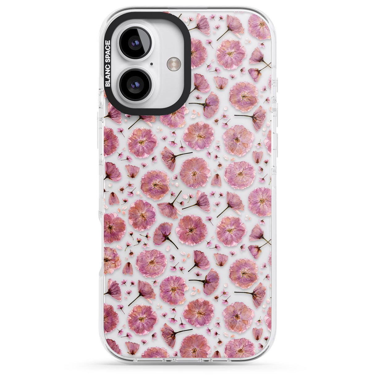 iPhone 16 Pro Max Pink Flowers & Blossoms Transparent Design Black Impact Phone Case