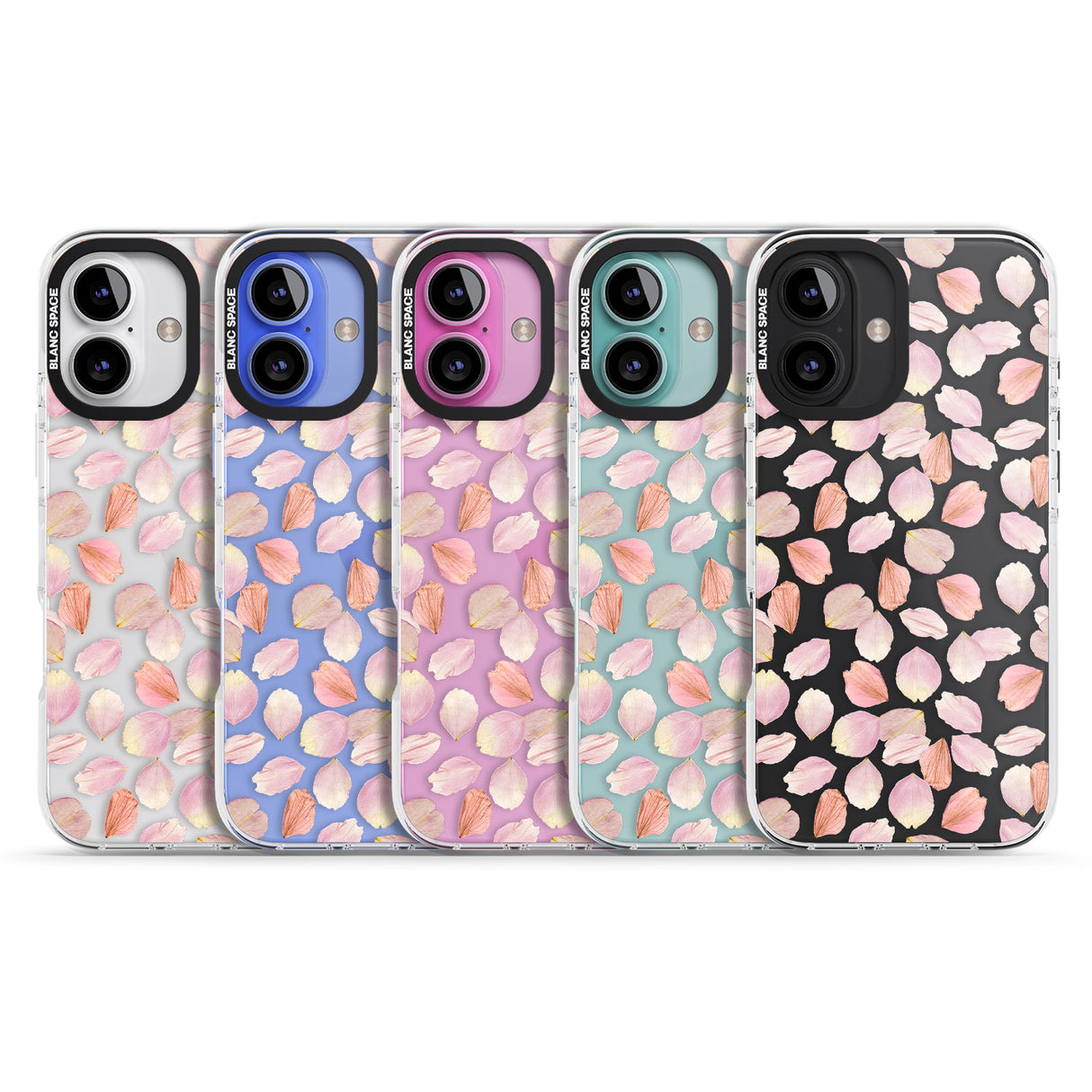 iPhone 16 Pro Max Pink Petals Transparent Design Black Impact Phone Case