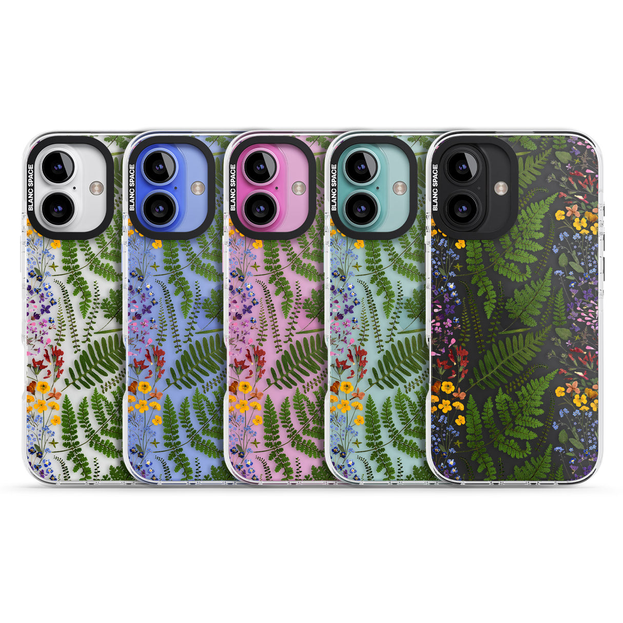 iPhone 16 Pro Max Busy Floral and Fern Design Black Impact Phone Case