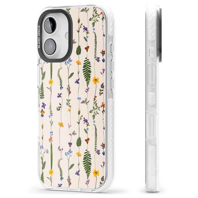 iPhone 16 Pro Max Wildflower Chain Design - Cream Black Impact Phone Case