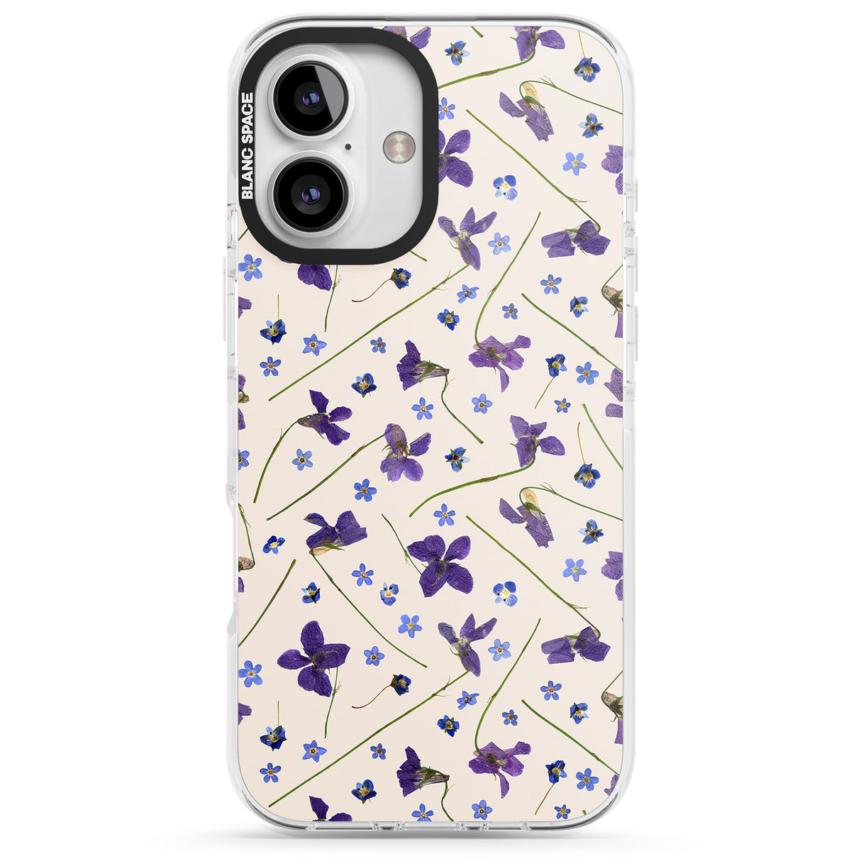 iPhone 16 Pro Max Violet Floral Pattern Design - Cream Black Impact Phone Case