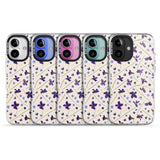 iPhone 16 Pro Max Violet Floral Pattern Design - Cream Black Impact Phone Case