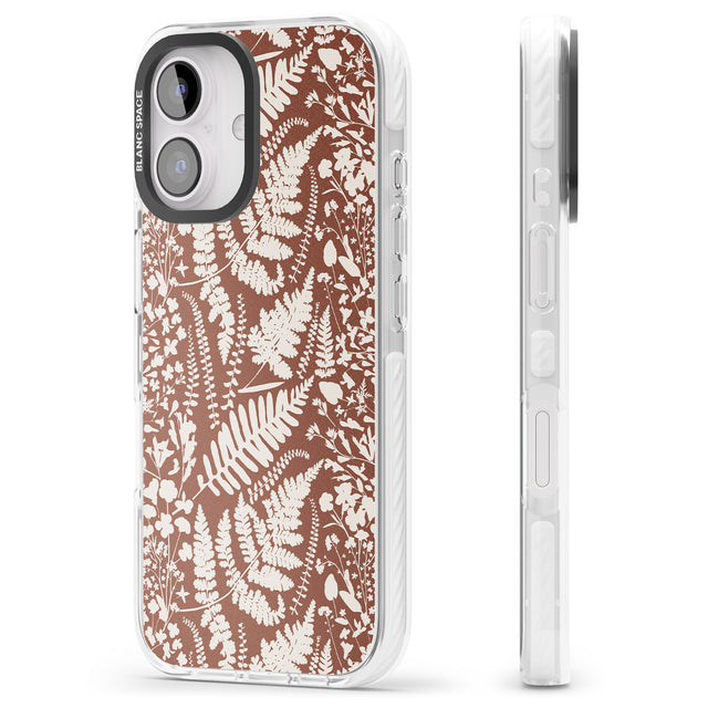 iPhone 16 Pro Max Wildflowers and Ferns on Terracotta Black Impact Phone Case