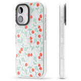 iPhone 16 Pro Max Red Berries Transparent Floral Black Impact Phone Case