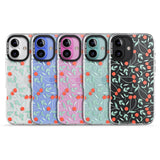 iPhone 16 Pro Max Red Berries Transparent Floral Black Impact Phone Case