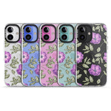 iPhone 16 Pro Max Purple Blossoms Transparent Floral Black Impact Phone Case