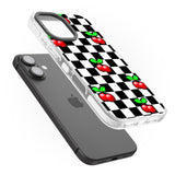 iPhone 16 Pro Max Checkered Cherry Black Impact Phone Case