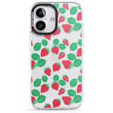 iPhone 16 Pro Max Strawberry Pattern Black Impact Phone Case