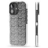 iPhone 16 Pro Max Funky Floral Patterns White on Clear Black Impact Phone Case