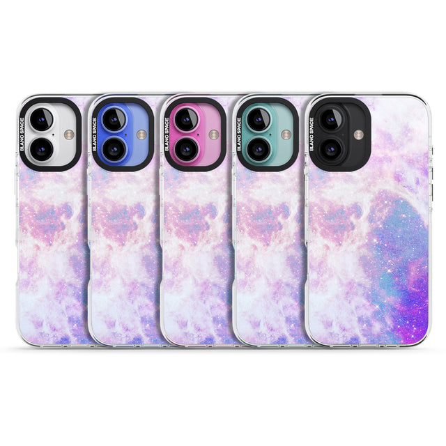 iPhone 16 Pro Max Purple & Blue Galaxy Pattern Design Black Impact Phone Case