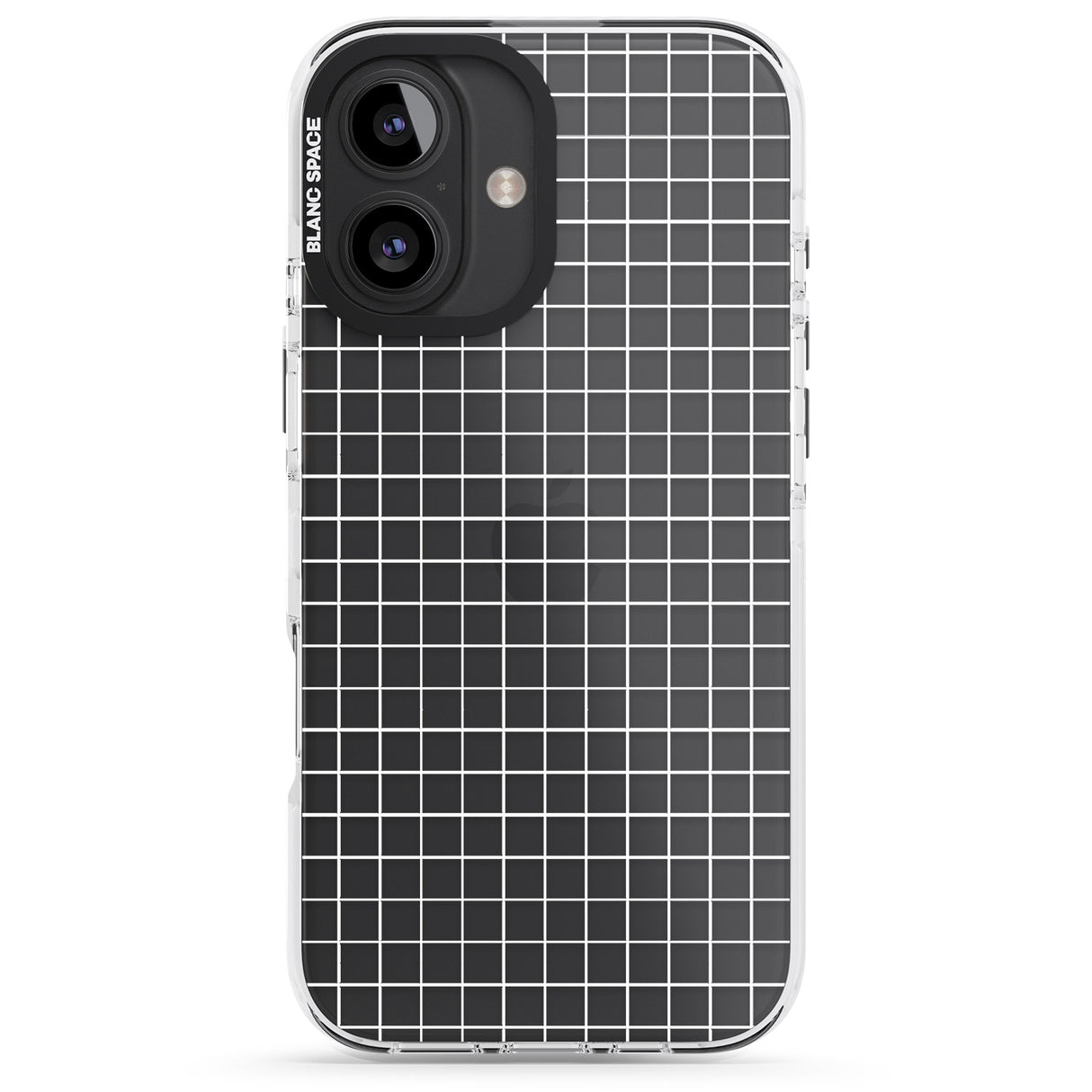 iPhone 16 Pro Max Simplistic Small Grid Designs White (Transparent) Black Impact Phone Case