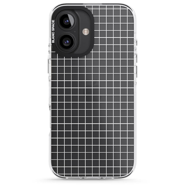 iPhone 16 Pro Max Simplistic Small Grid Designs White (Transparent) Black Impact Phone Case